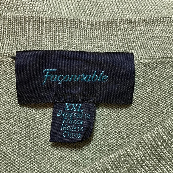 FACONNABLE Silk Cotton Cashmere Blend Long Sleeve V-Neck Pullover Sweater Sz XXL - Picture 5 of 11